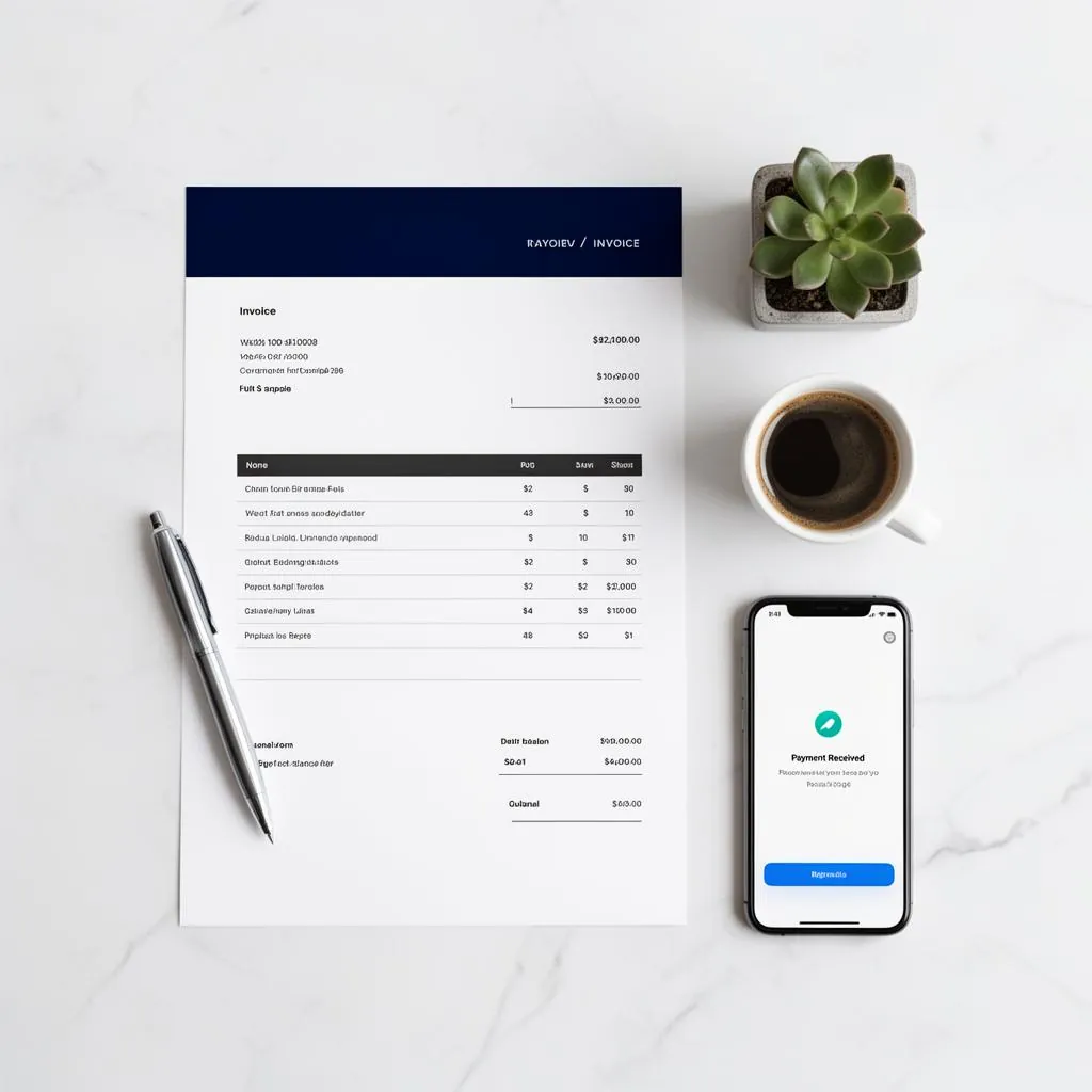 A Billif invoice and the payment confirmation on a phone